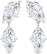 HauteCarat Lab Grown Diamond Twin Marquise Cut Drop Earrings