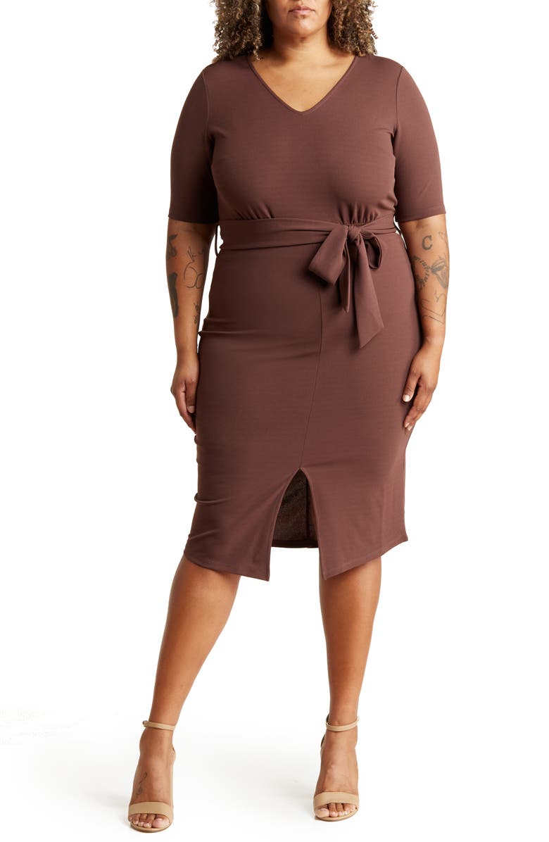 BY DESIGN Mia Belted Dress, Main, color, French Toast