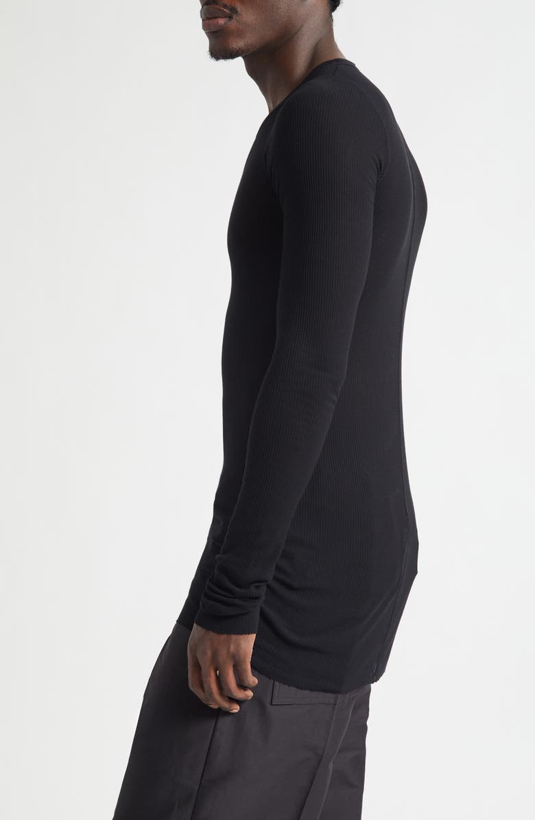 Rick Owens Long Sleeve Rib T-Shirt, Alternate, color, Black