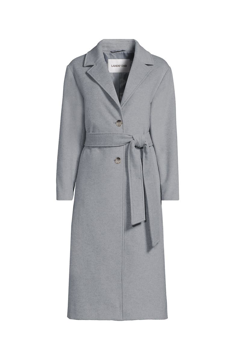 Lands' End Wool Wrap Long Coat, Alternate, color, Light Gray Heather