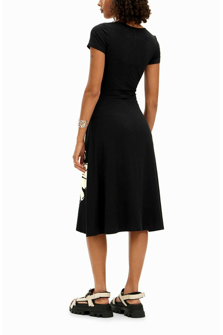 Sunmari Short Sleeve Midi Dress, Main, color, BLACK