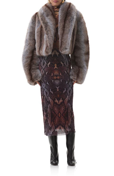 Stephanie Stripe Faux Fur Jacket