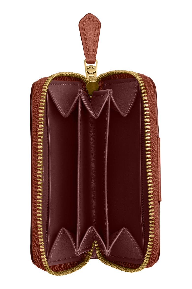 Small Essential Coated Canvas & Leather Zip Around Card Holder, Alternate, color, TAN CARAMEL