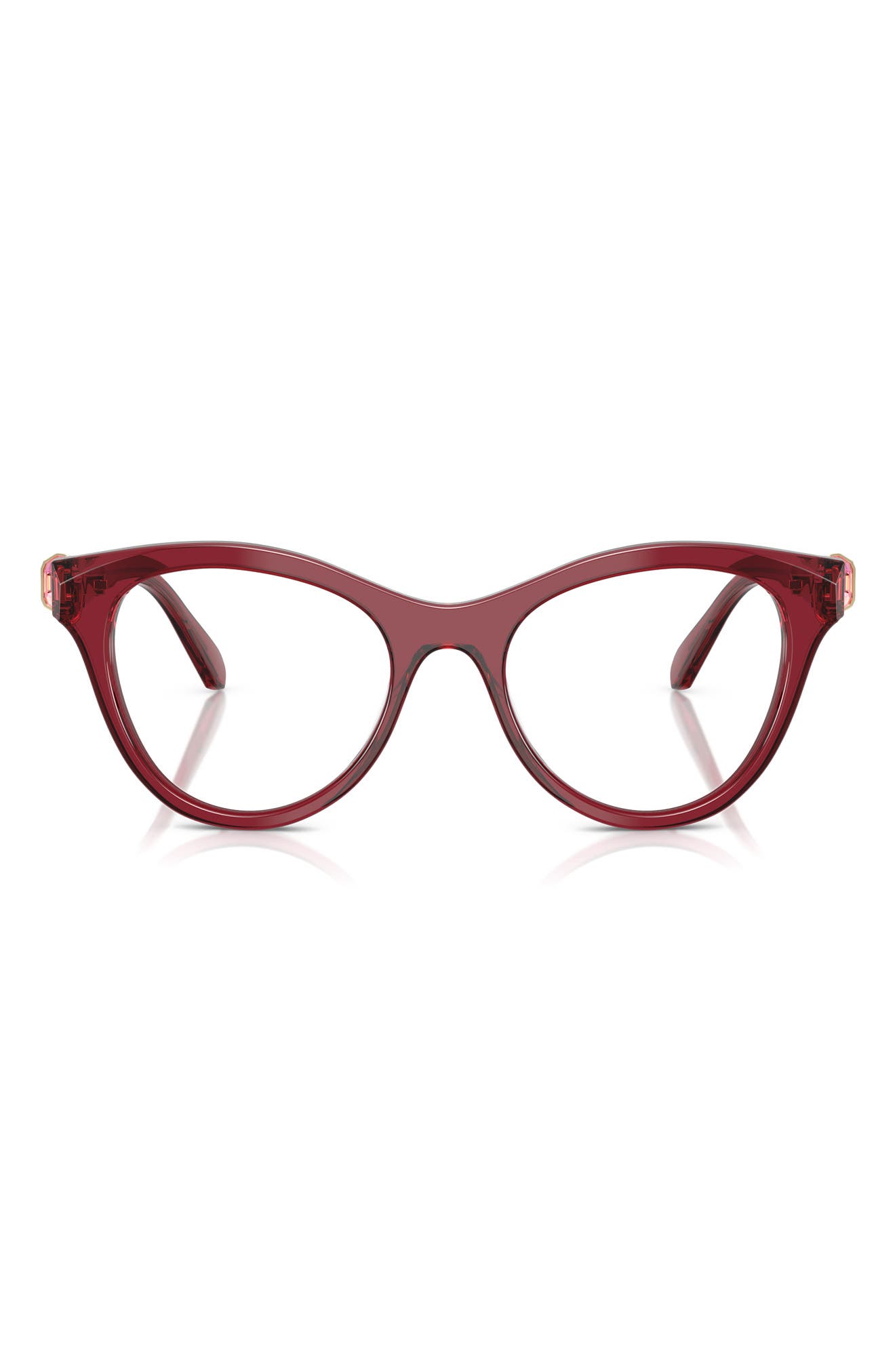 Swarovski 50mm Round Optical Glasses in Burgundy 