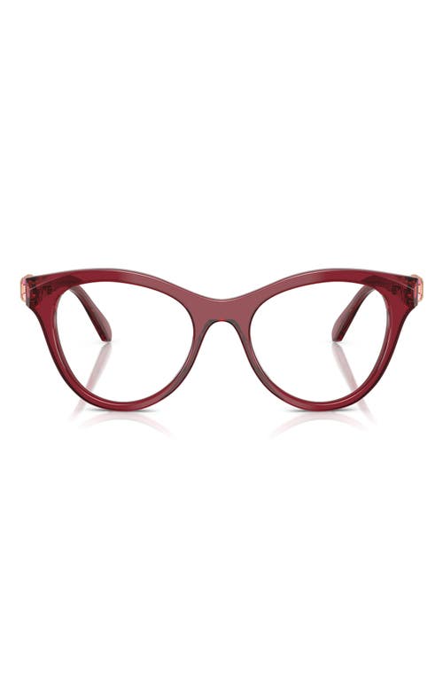 Swarovski 52mm Round Optical Glasses in Burgundy 