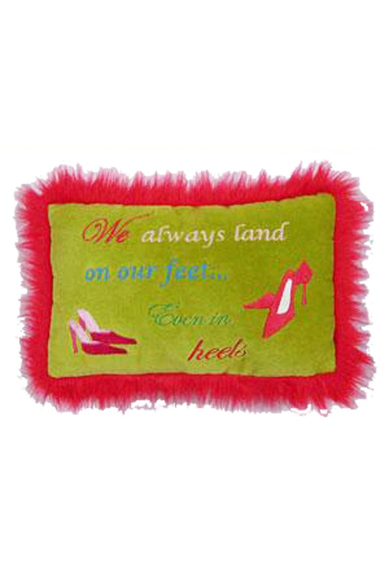 We Land On Feet Embroidered Throw Pillow, 8" x 12", Main, color, Green