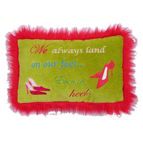 We Land On Feet Embroidered Throw Pillow, 8" x 12"