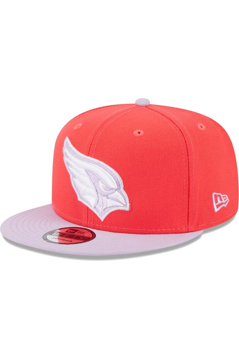 Men's New Era Red/Lavender Arizona Cardinals Two-Tone Color Pack 9FIFTY Snapback Hat, Main, color, Red