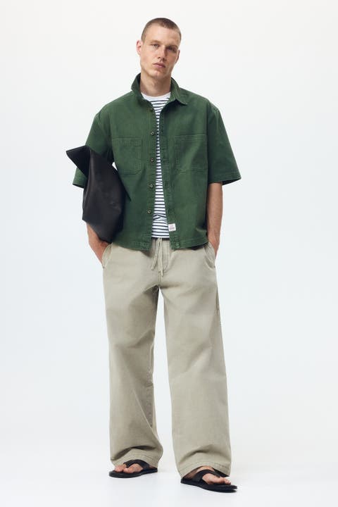 Loose Fit Cotton Canvas Trousers