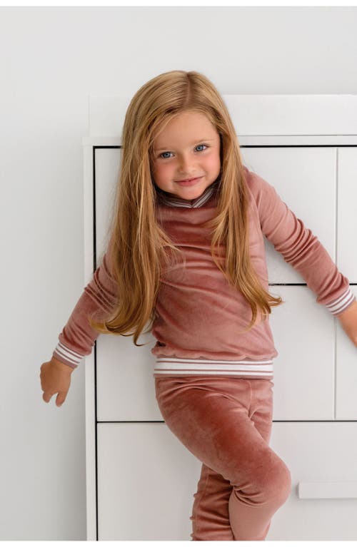 Pouf Velour Varsity Pj In Dusty Rose