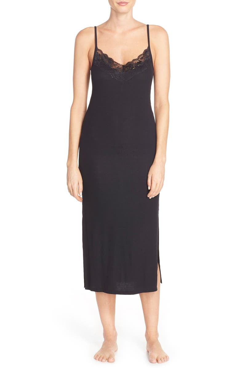 Nordstrom Lingerie Ribbed Jersey Chemise, Main, color, 