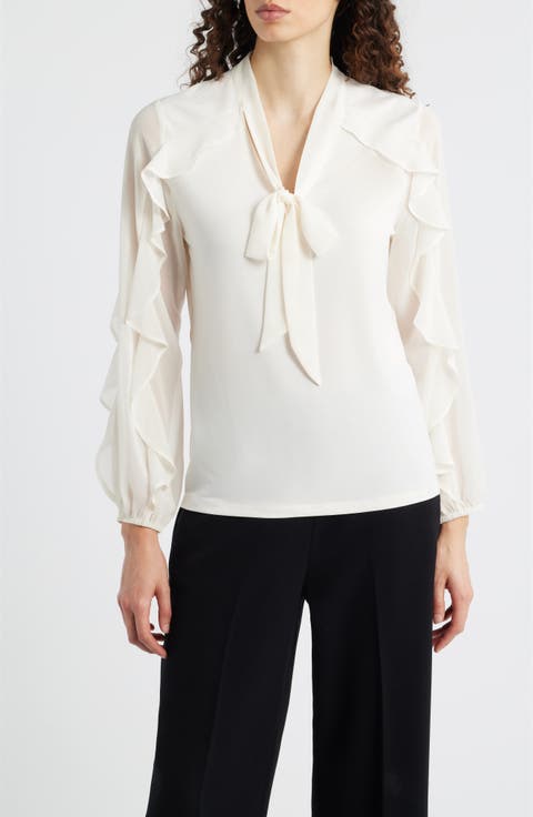 Ruffle Tie Neck Top