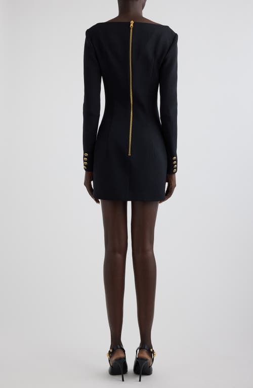 BALMAIN BALMAIN DOUBLE COLLAR LONG SLEEVE WOOL DRESS 