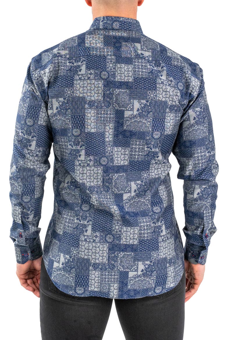 Einstein Jacqvosaic Grey Contemporary Fit Cotton Blend Button-Up Shirt, Alternate, color, GREY