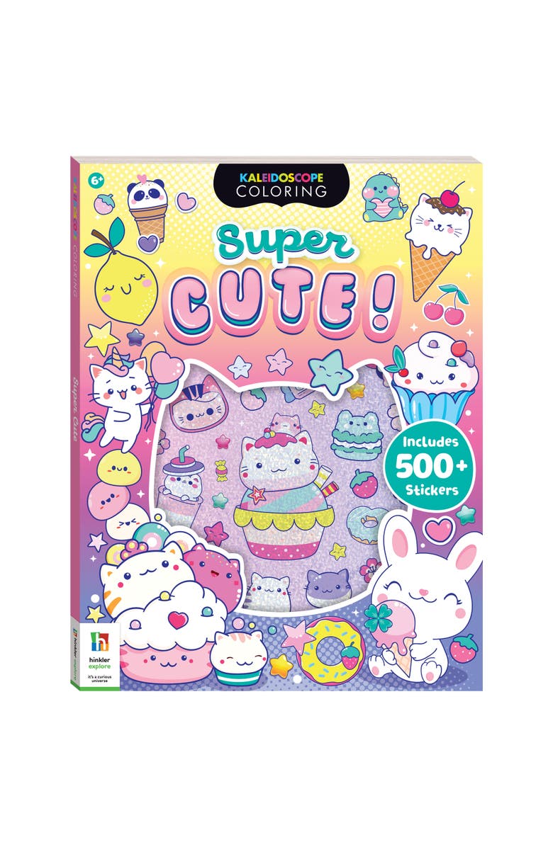 KALEIDOSCOPE Super Cute Sticker Coloring Book,128 Pages, 500+ Stickers, Main, color, Multicolored