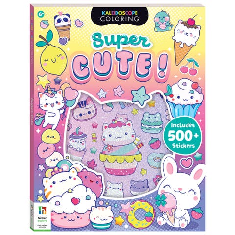 Super Cute Sticker Coloring Book,128 Pages, 500+ Stickers