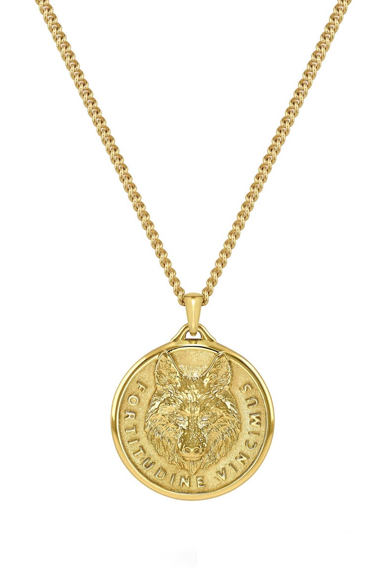 Wolf Pendant Necklace, Main, color, GOLD