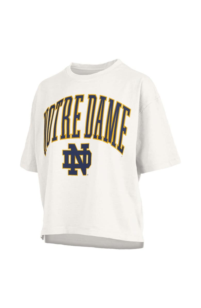 PRESSBOX Women's Pressbox White Notre Dame Fighting Irish Nelson Arch Over Logo Waist Length Oversized Slub T-Shirt, Alternate, color, 