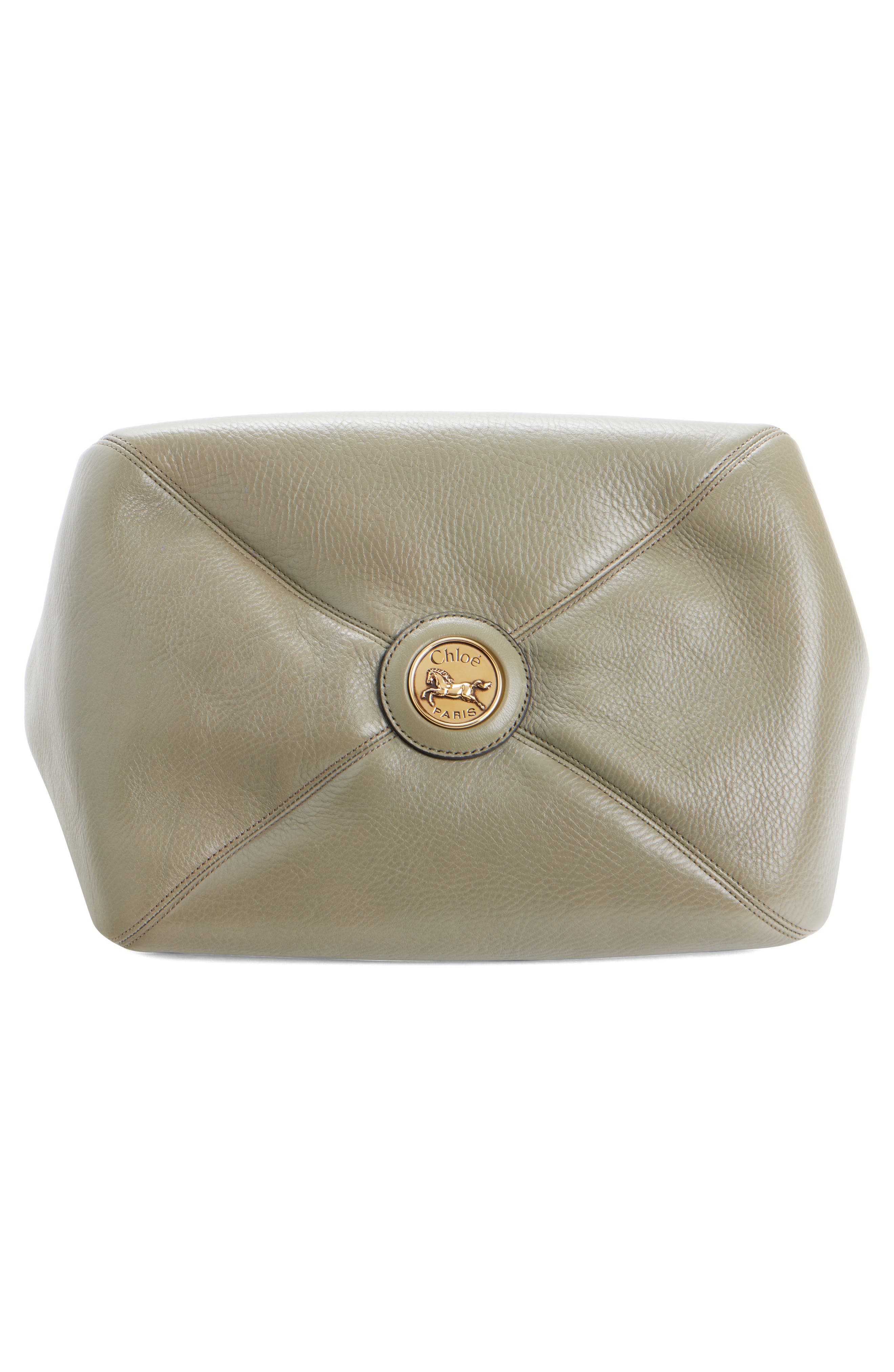 Chloé Medium Balloon Leather Tote, Alternate, color, Aloe Green