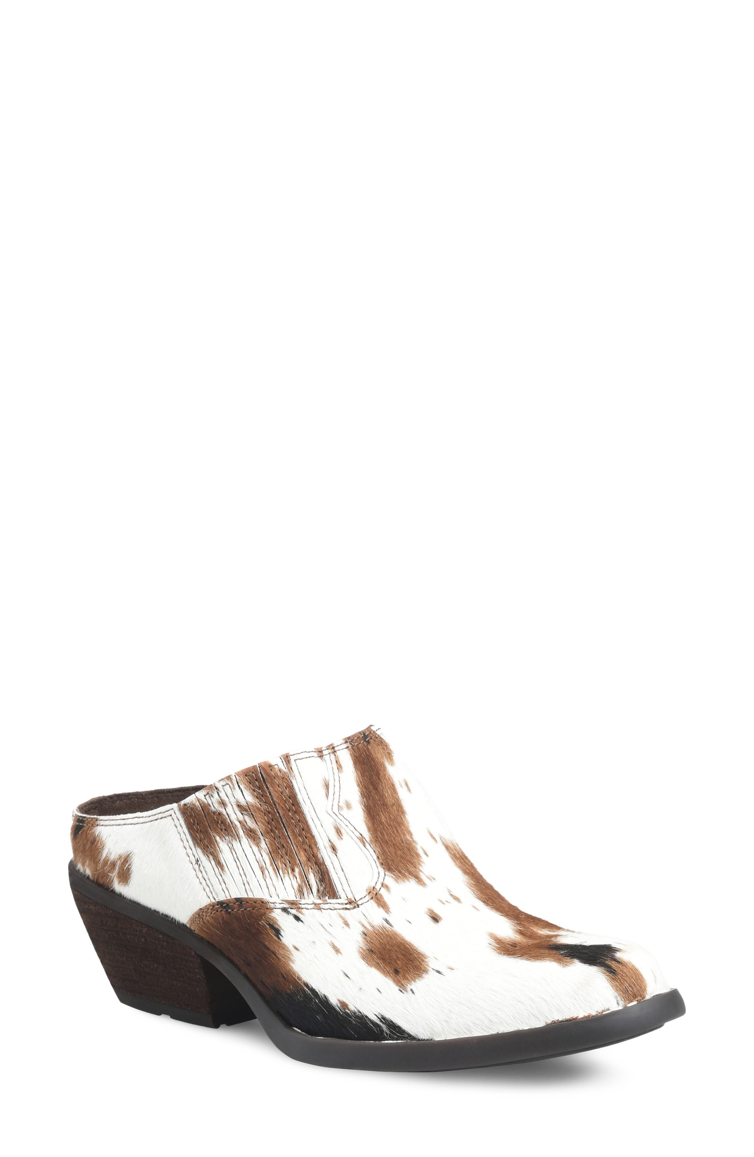Monikah Leather Mule, Main, color, OFF WHITE CALF HAIR