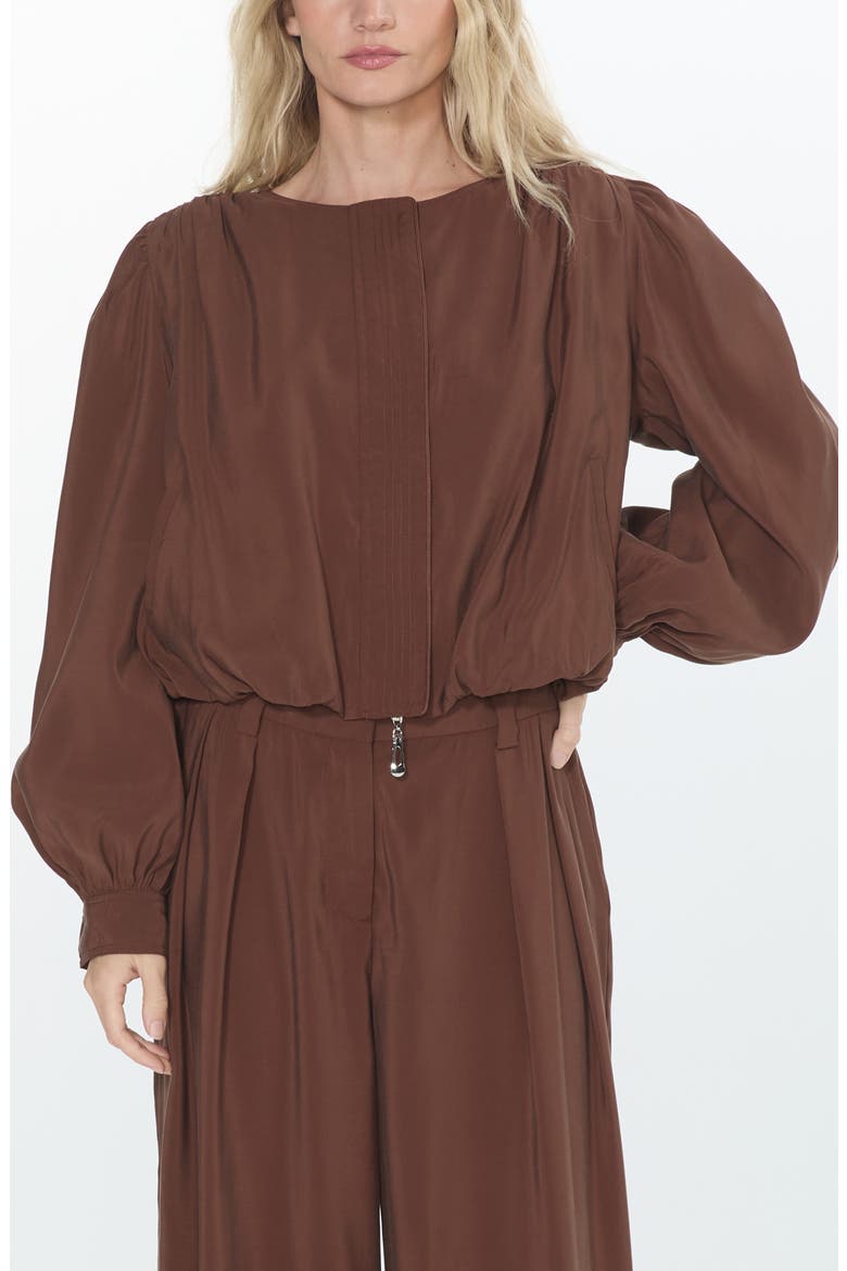 Donna Balloon Sleeve Bomber Jacket, Alternate, color, BROWN