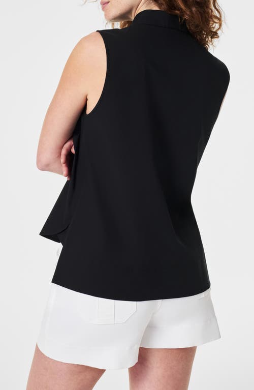 Spanx ® Sleeveless Stretch Cotton Poplin Button-up Shirt In Black