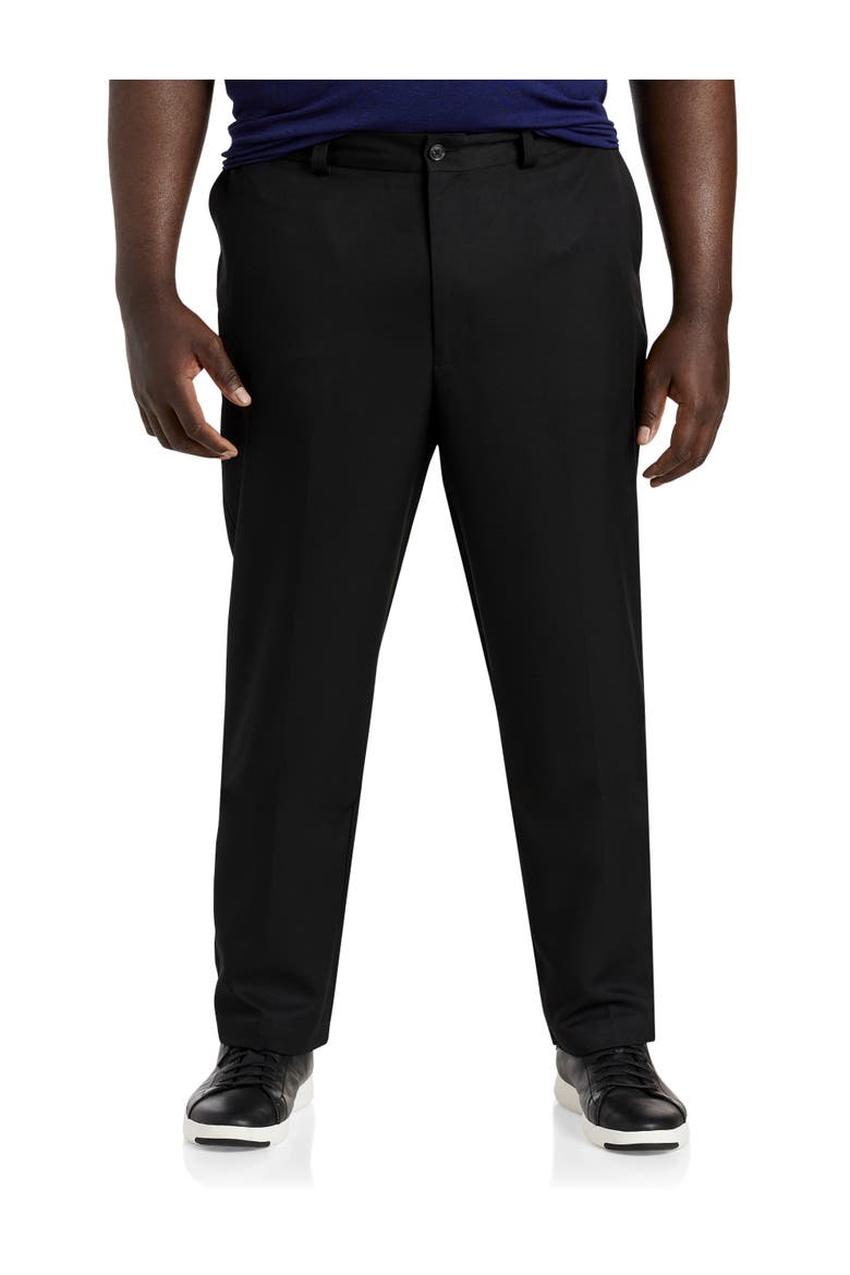 Big & Tall Microfiber Waist-Relaxer Pants, Alternate, color, BLACK