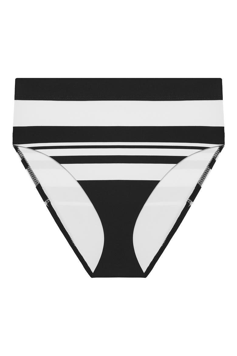Banded High Waist Bikini Bottoms, Alternate, color, BLACK/WHITE