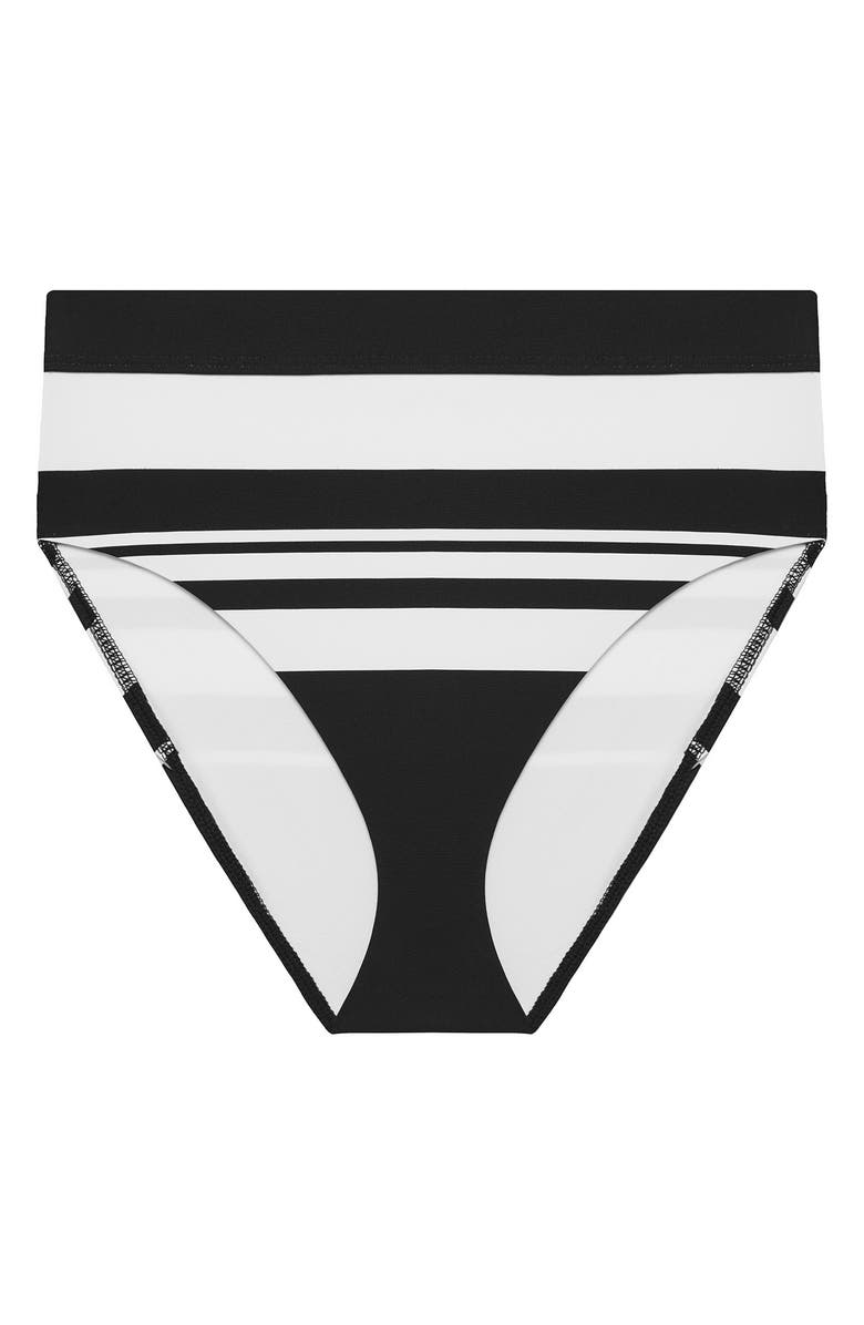 Lauren Ralph Lauren Banded High Waist Bikini Bottoms, Alternate, color, Black/White