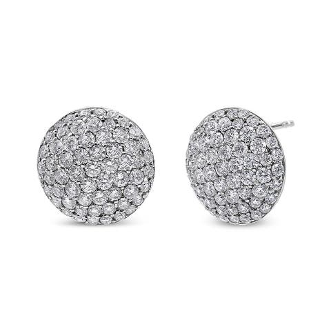 18K White Gold 3 1/2 Cttw Diamond Composite Disc Stud Earrings