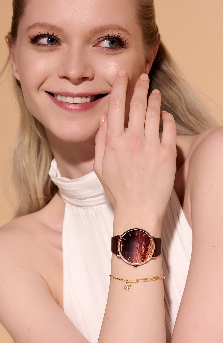 Olivia Burton Ultra Slim Analog Watch, 40mm, Alternate, color, Brown