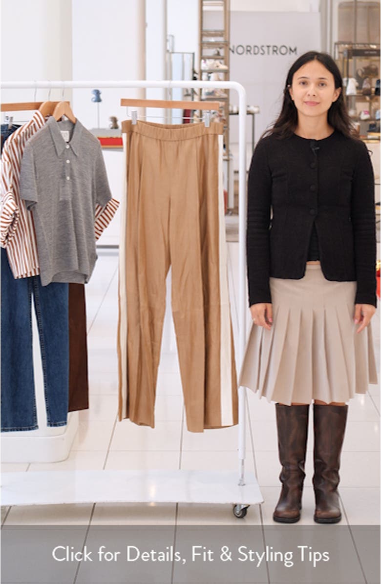 Eva Side Stripe Wide Leg Leather Pants, sales video thumbnail