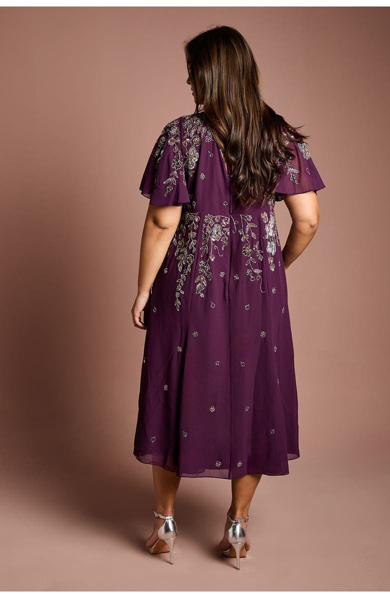 Coast Plus Floral Embellished Midi Dress, Alternate, color, Wine