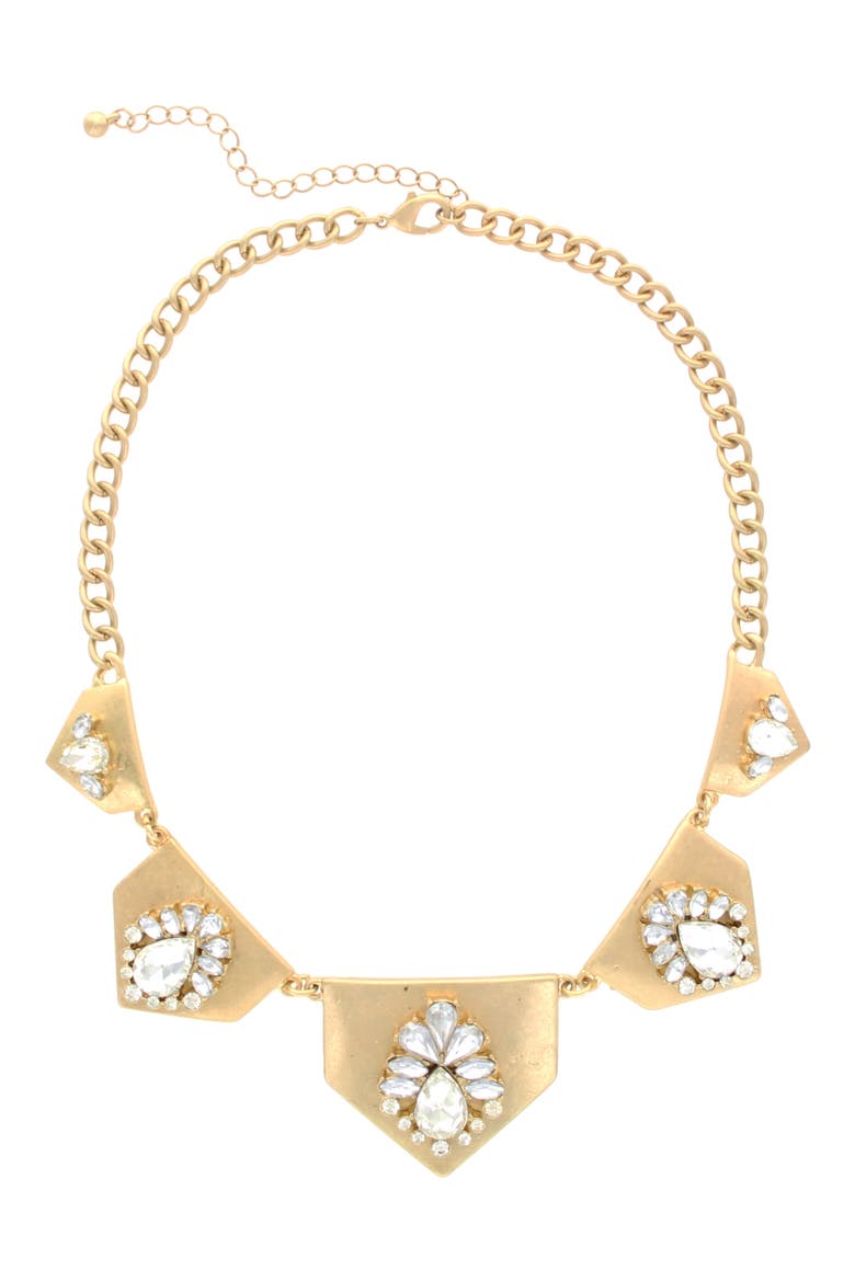 Five Station Pentagon Necklace, Alternate, color, GOLD