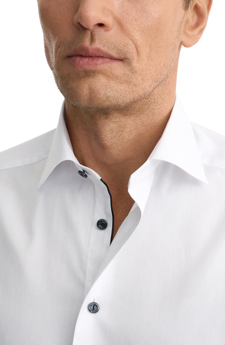 Eton Contemporary Fit White Cotton Twill Dress Shirt, Alternate, color, White