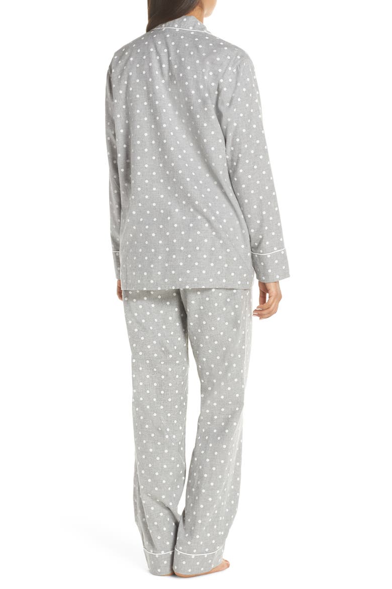 Flannel Pajamas (Nordstrom Exclusive), Alternate, color, SNOW DOT GREY IVORY