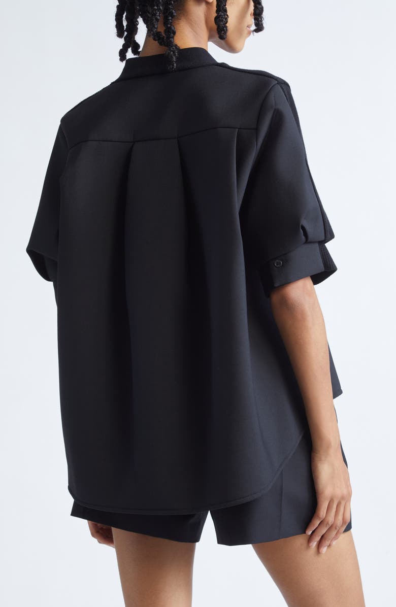 Sacai Suiting Mixed Media Cardigan, Alternate, color, Black