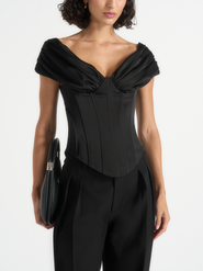 Manière De Voir Ursula Ruched Off-Shoulder Corset Top