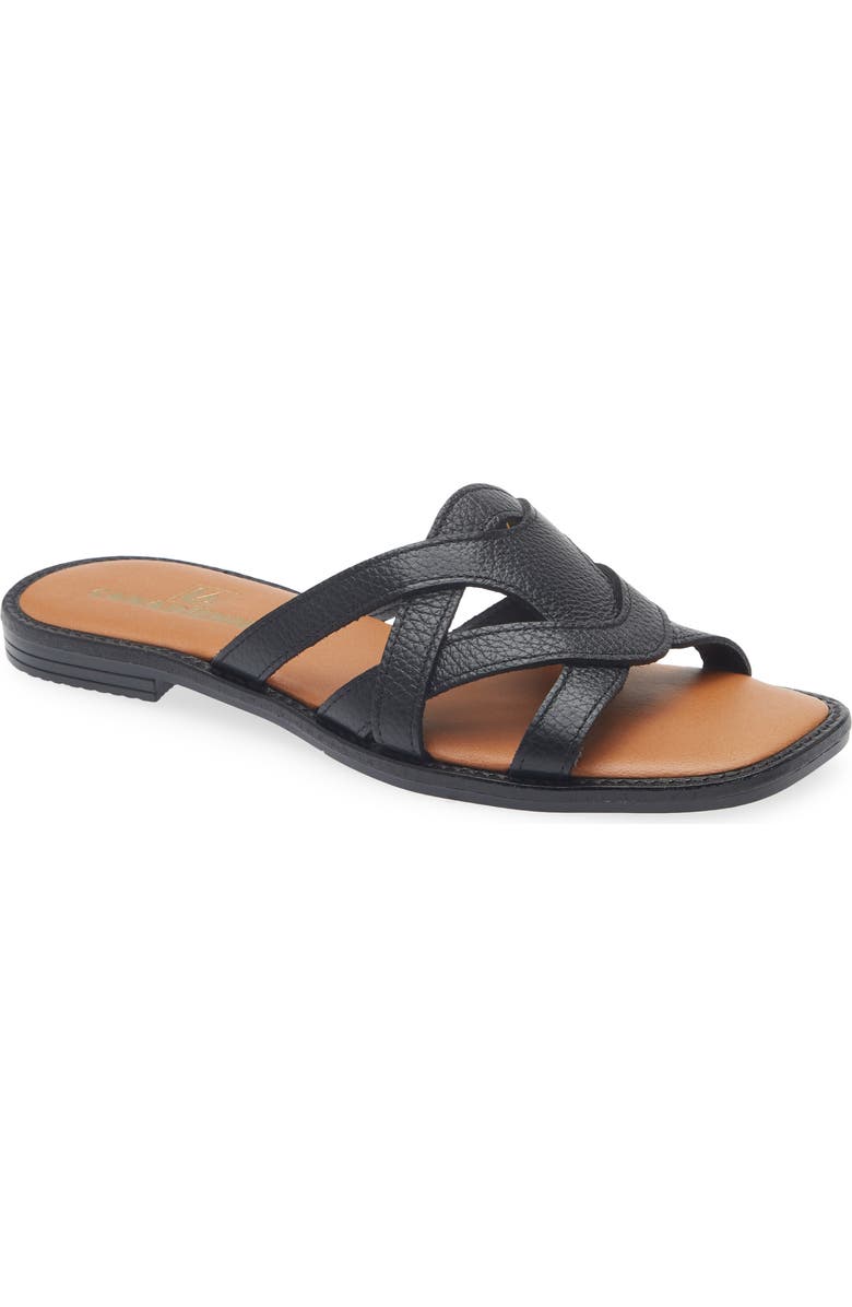 La Canadienne Francine Leather Slide Sandal, Main, color, Black