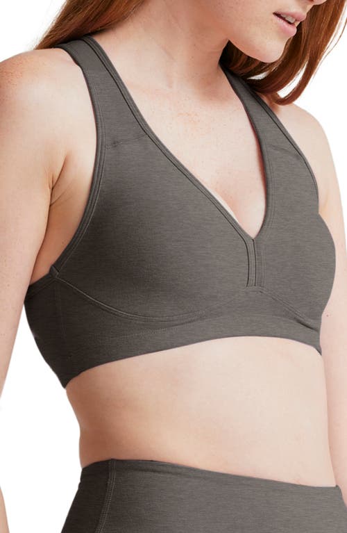 Beyond Yoga Spacedye Lift Your Spirits Active Bra In True Gray Heather