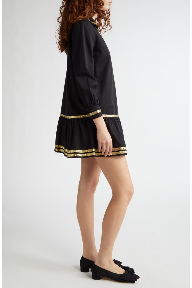 Tinsel Tape Cotton Minidress, Alternate, color, BLACK