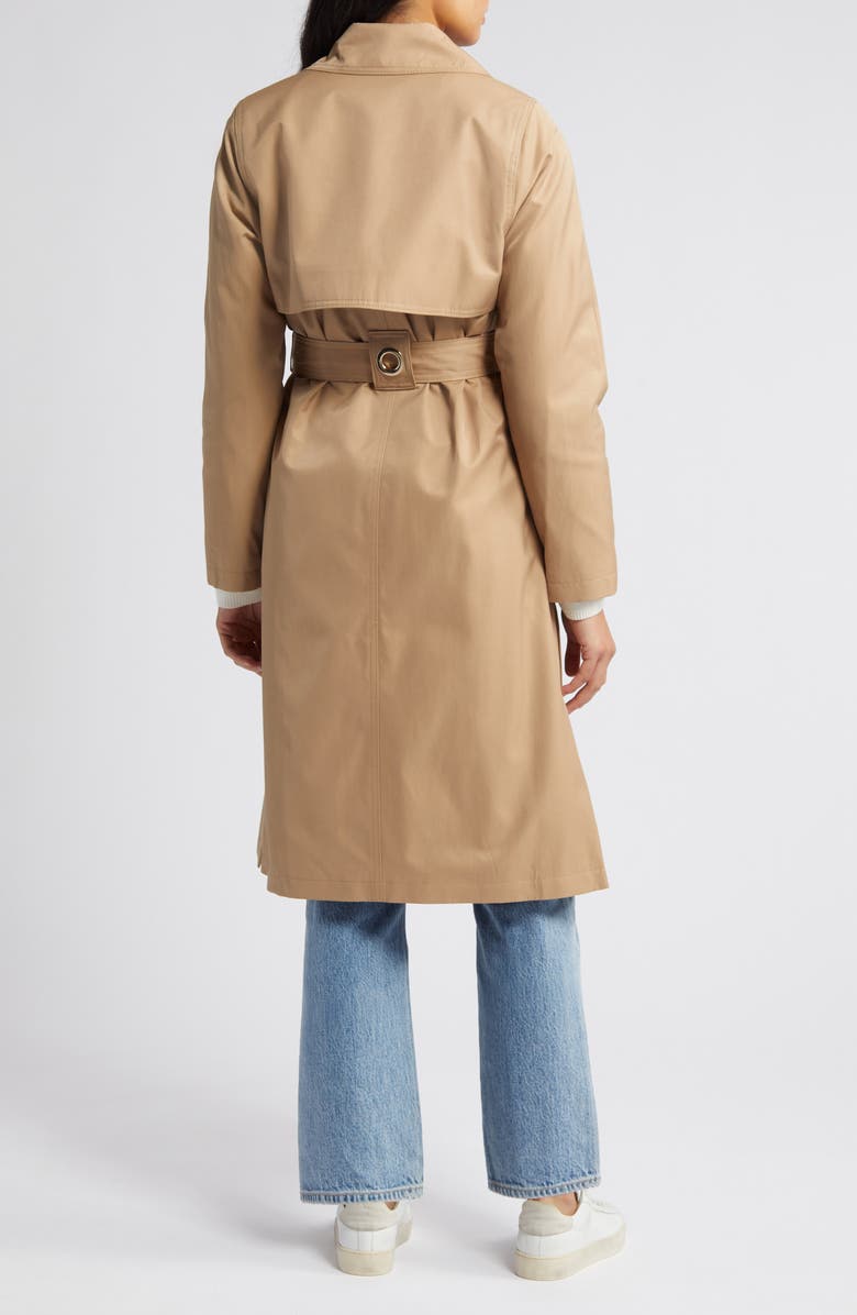 Via Spiga Water Repellent Double Breasted Cotton Blend Trench Coat, Alternate, color, Camel/ Cream