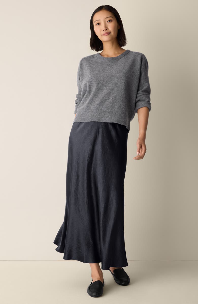 Eileen Fisher Crinkle Satin Bias Skirt, Alternate, color, Graphite