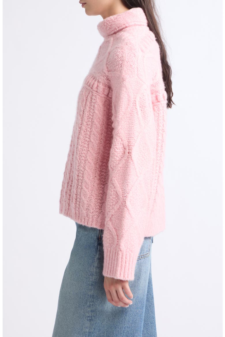 Super Cloud Cable Knit Turtleneck Cashmere & Silk Sweater, Alternate, color, SPRINKLE