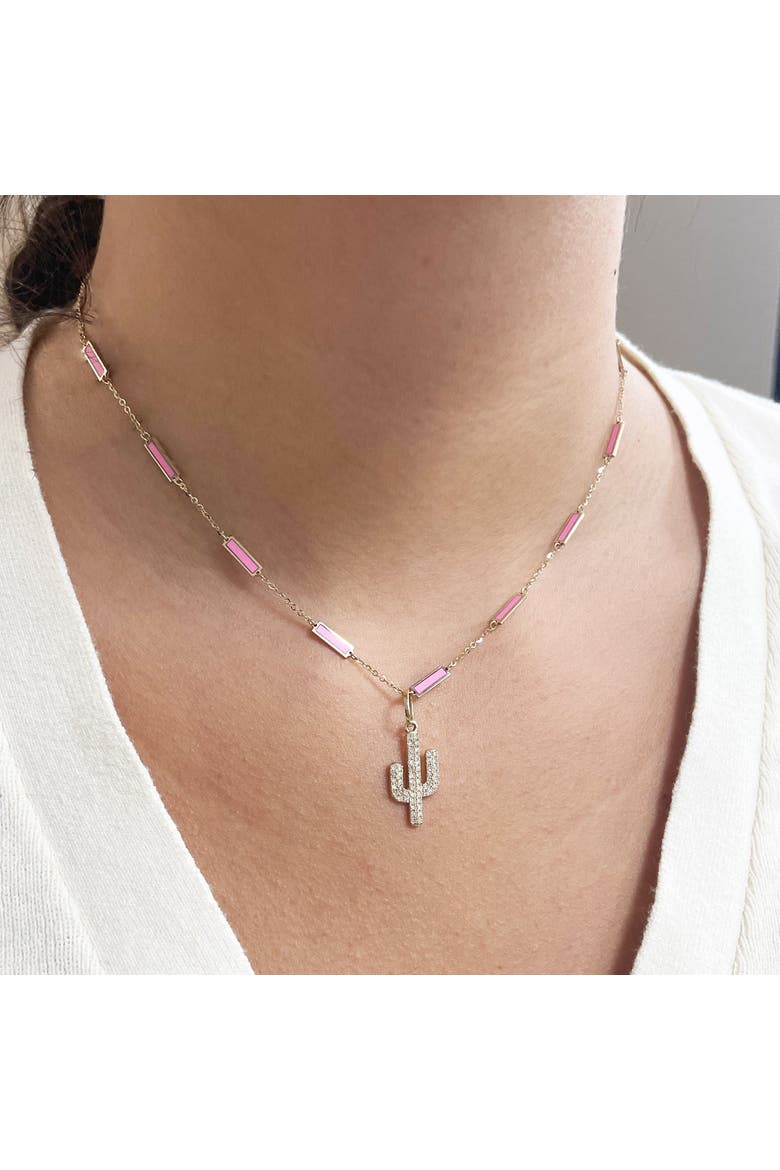 Bubblegum Pink Bar Chain Necklace, Alternate, color, Bubblegum Pink