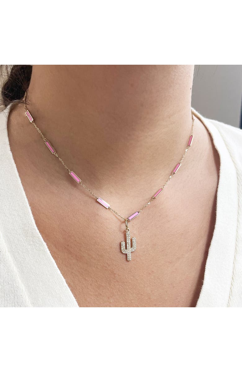 The Lovery Fine Jewelry Bubblegum Pink Bar Chain Necklace, Alternate, color, Bubblegum Pink