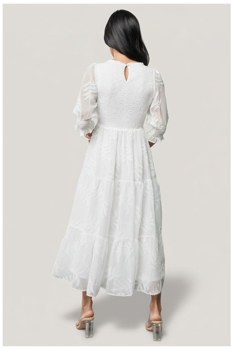 Nellie Smocked Midi Dress, Alternate, color, Off White