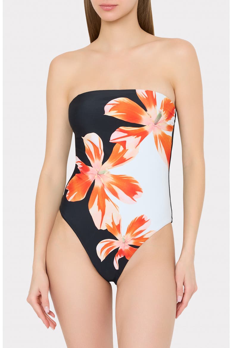Tropical Flame One-Piece Swimsuit, Main, color, BLACK/ RED/ WHITE