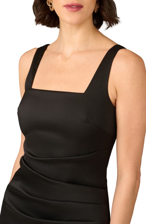 Aidan Mattox Square-neck Stretch Mikado Midi Dress In Black