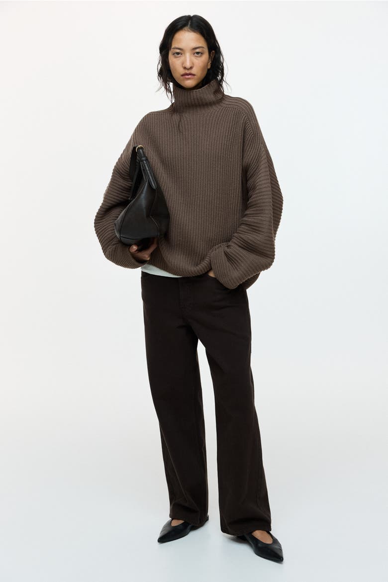 Rib-knit Wool-blend Jumper, Alternate, color, Dark taupe
